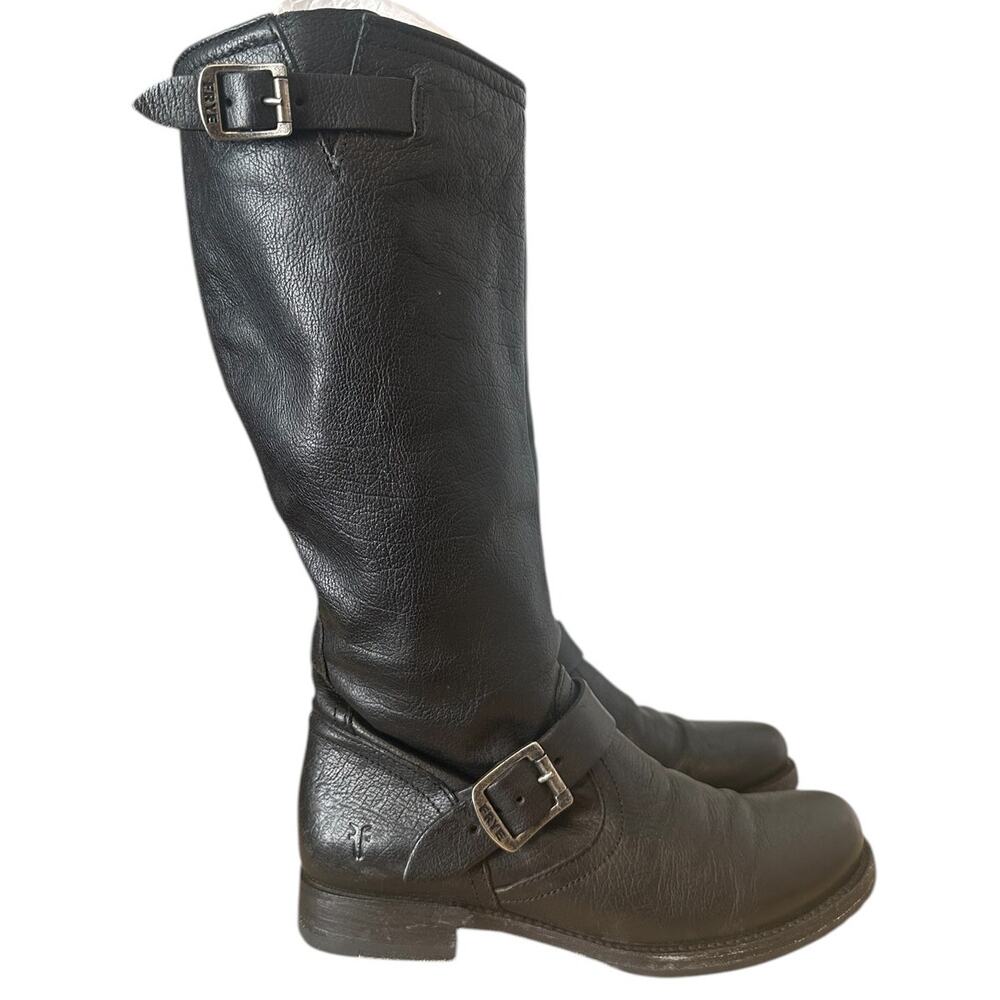 Frye Vintage Black Leather Knee High Veronica Slouch Boot Size 8.5 - Picture 11 of 11